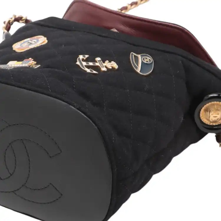 Chanel Paris Hamburg Quilted Wool Coco Sailor Charms Bucket Bag