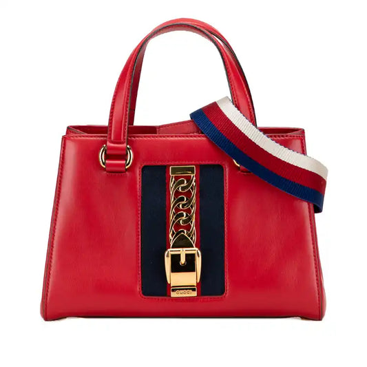 Gucci Leather Sylvie Web Top Handle Satchel
