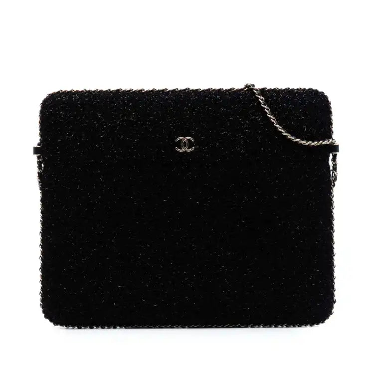 Chanel CC Tweed Chain Around Tablet Holder Crossbody