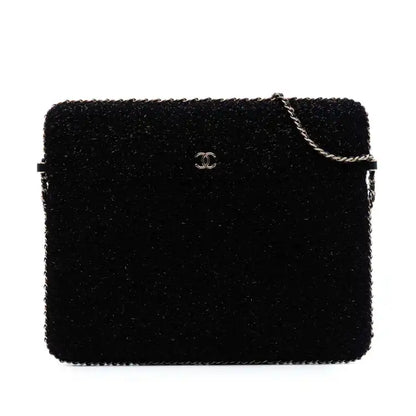 Chanel CC Tweed Chain Around Tablet Holder Crossbody