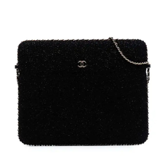 Chanel CC Tweed Chain Around Tablet Holder Crossbody