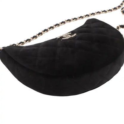 Chanel CC Quilted Velour Half Moon Chain Crossbody