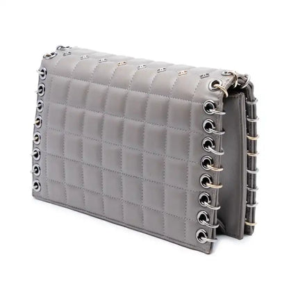 Chanel Small Lambskin Chocolate Bar CC Piercing Studded Chain Flap