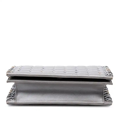 Chanel Small Lambskin Chocolate Bar CC Piercing Studded Chain Flap