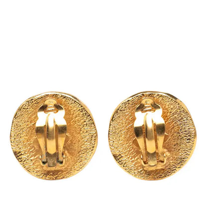 Chanel Gold Plated Rue Cambon Round Clip on Earrings