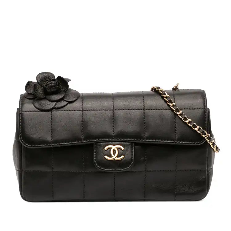 Chanel Mini Lambskin Chocolate Bar Camellia Flap