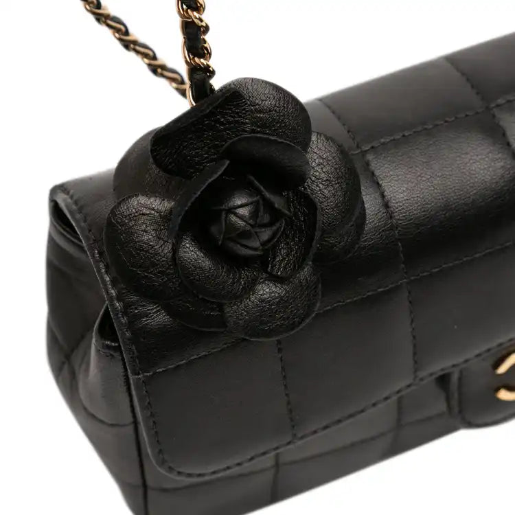 Chanel Mini Lambskin Chocolate Bar Camellia Flap