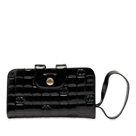 Chanel CC Chocolate Bar Patent Wristlet Wallet