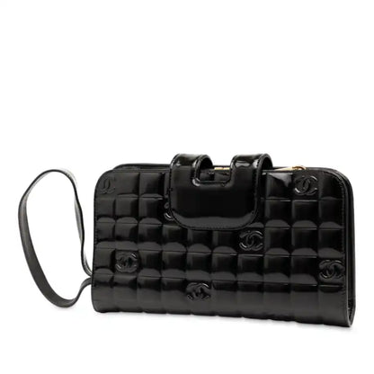 Chanel CC Chocolate Bar Patent Wristlet Wallet