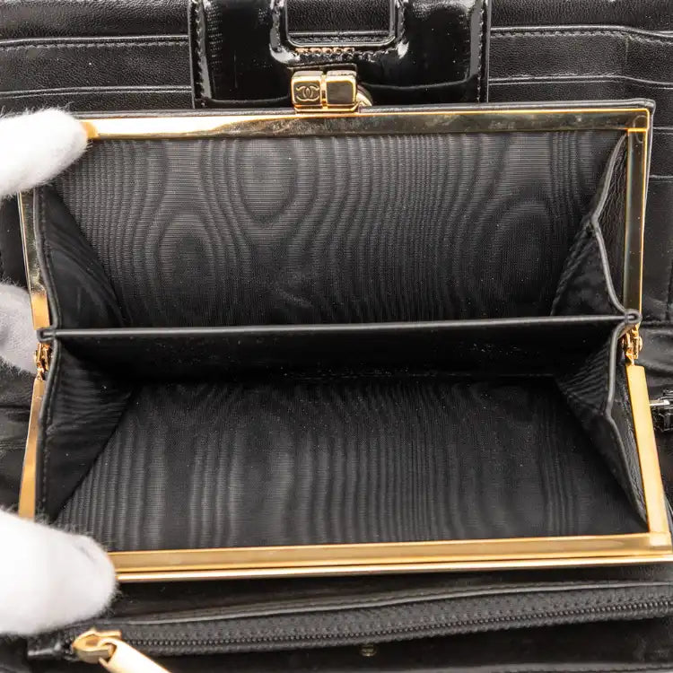 Chanel CC Chocolate Bar Patent Wristlet Wallet