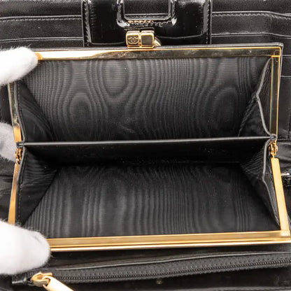 Chanel CC Chocolate Bar Patent Wristlet Wallet