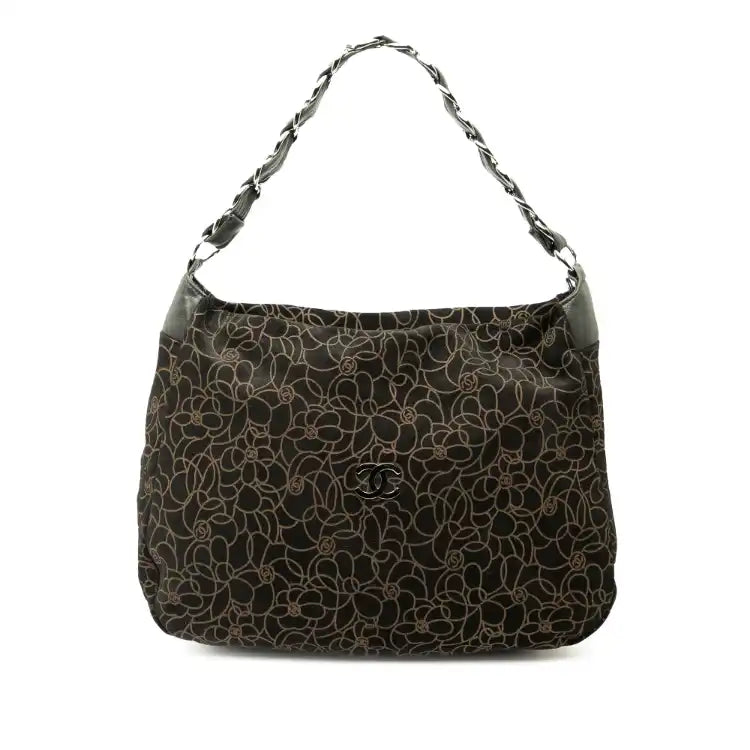 Chanel CC Suede Camellia Hobo