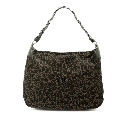 Chanel CC Suede Camellia Hobo