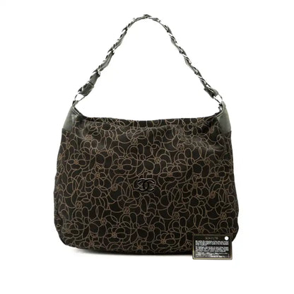 Chanel CC Suede Camellia Hobo