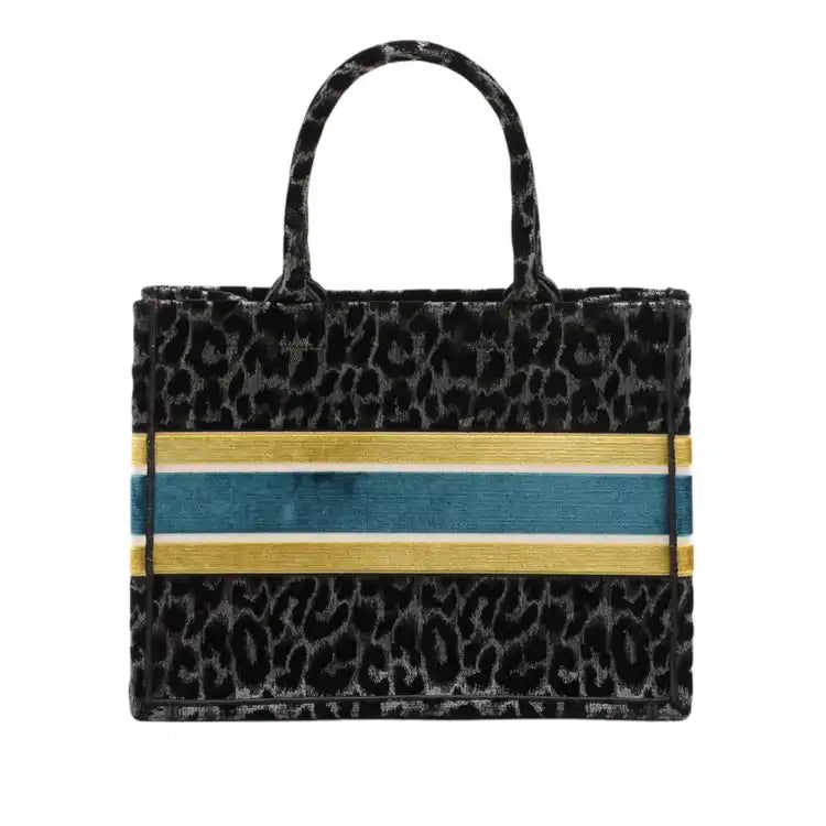 Dior Mizza Medium Embroidered Velvet Leopard Book Tote