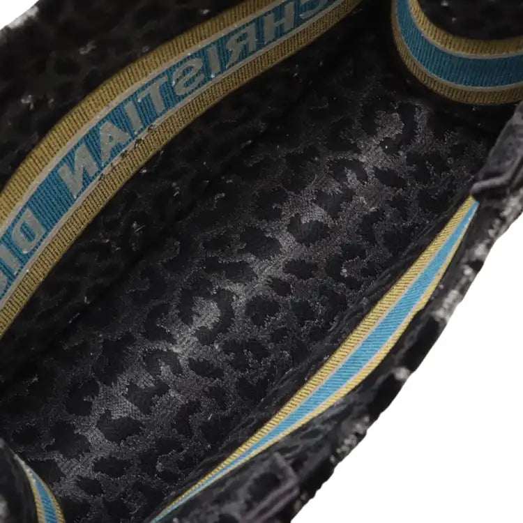 Dior Mizza Medium Embroidered Velvet Leopard Book Tote