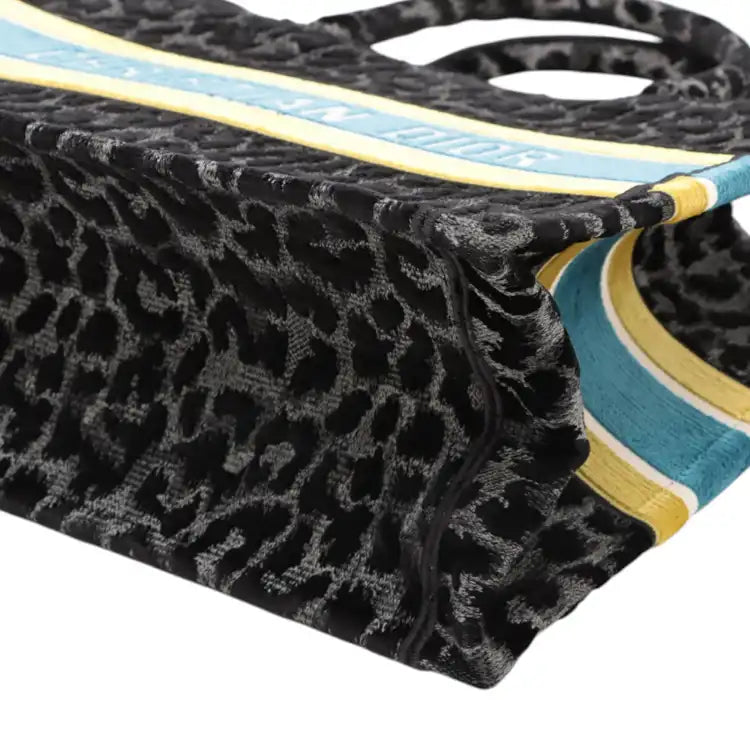 Dior Mizza Medium Embroidered Velvet Leopard Book Tote