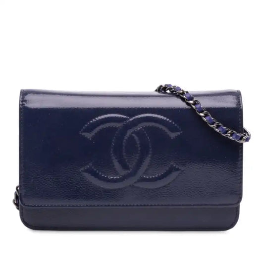 Chanel CC Patent Caviar Wallet On Chain