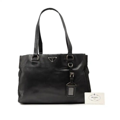 Prada Tessuto Trimmed Nappa Tote