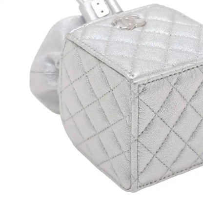 Chanel Mini Quilted Metallic Caviar Drawstring Bucket Bag