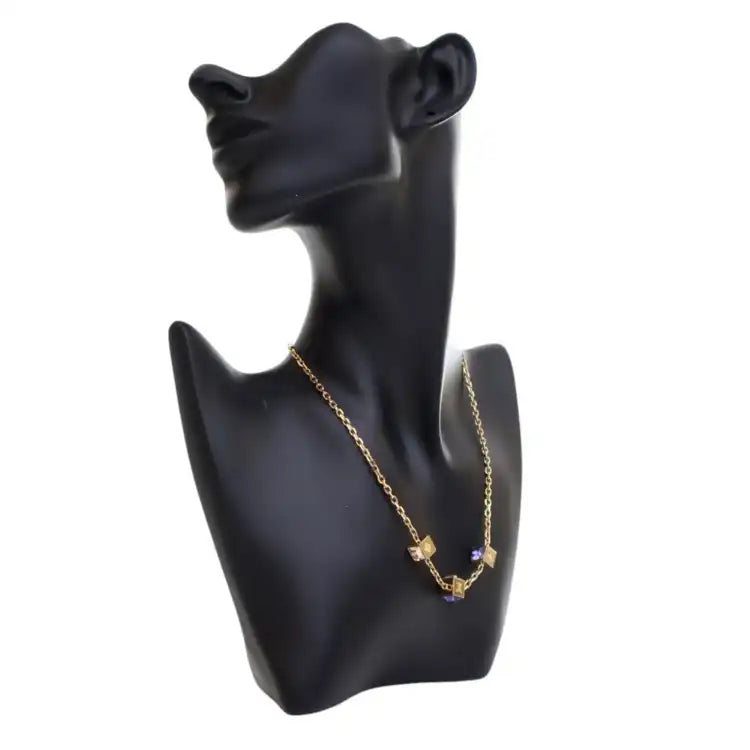 Louis Vuitton Gold Plated Crystal Gamble Drop Earrings And Necklace Set