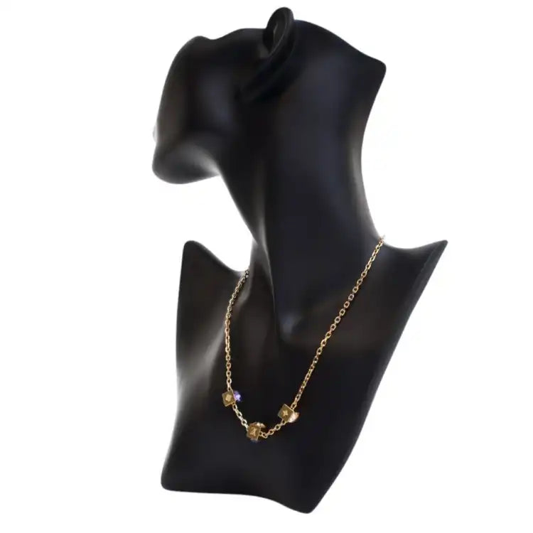 Louis Vuitton Gold Plated Crystal Gamble Drop Earrings And Necklace Set