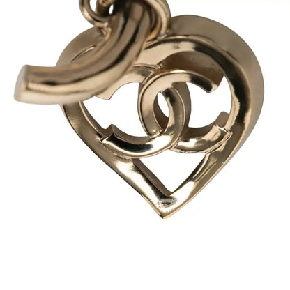 Chanel Gold Plated CC Heart Coco in Love Hoop Push Back Earrings