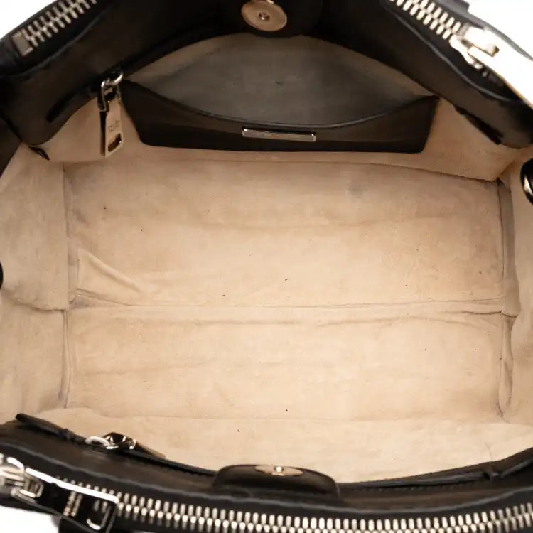 Prada Small City Calf Stitched Twin Pocket Satchel