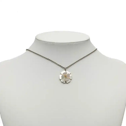 Chanel Resin Shell Camellia Pendant Necklace
