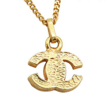 Chanel Gold Plated Crystal CC Pendant Necklace