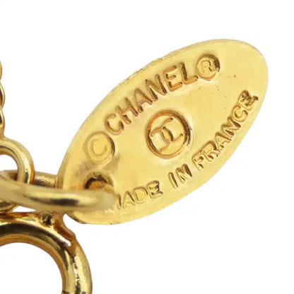 Chanel Gold Plated Crystal CC Pendant Necklace