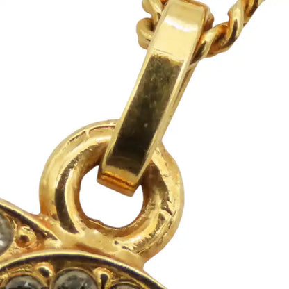 Chanel Gold Plated Crystal CC Pendant Necklace