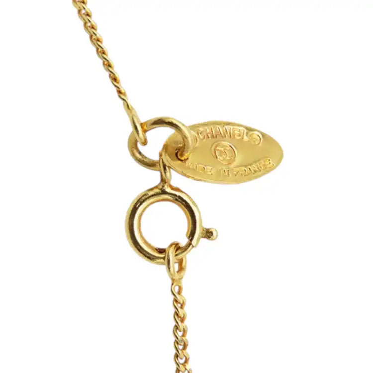 Chanel Gold Plated Crystal CC Pendant Necklace