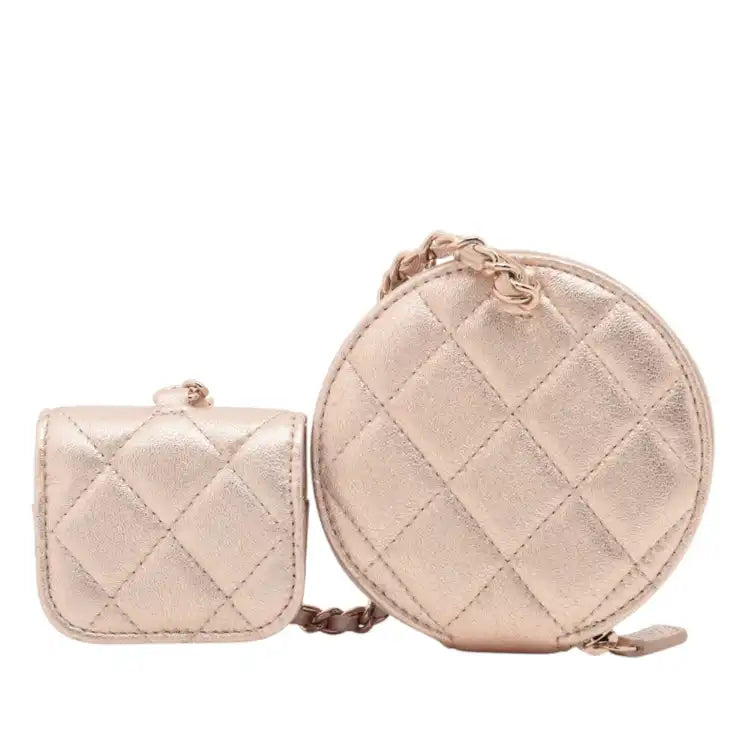 Chanel CC Quilted Metallic Lambskin Coin Pouch and AirPods Pro Case