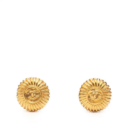 Chanel CC Gold Plated Round Clip on Earrings