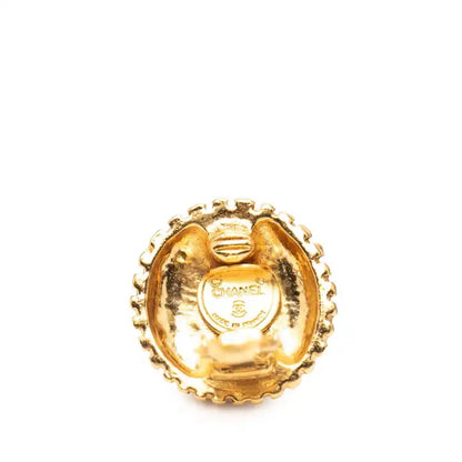 Chanel CC Gold Plated Round Clip on Earrings