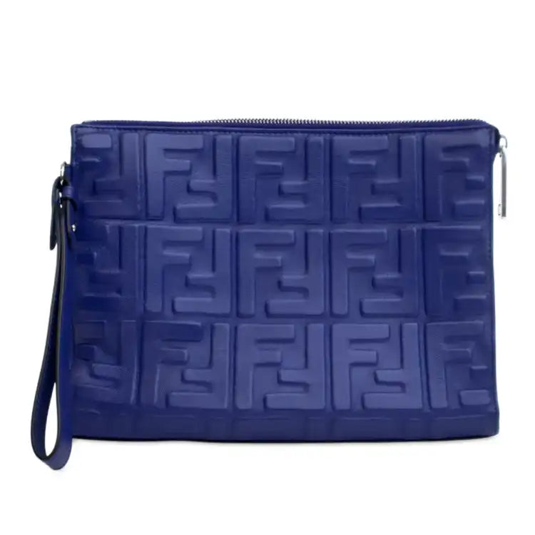 Fendi FF 1974 Embossed Leather Clutch