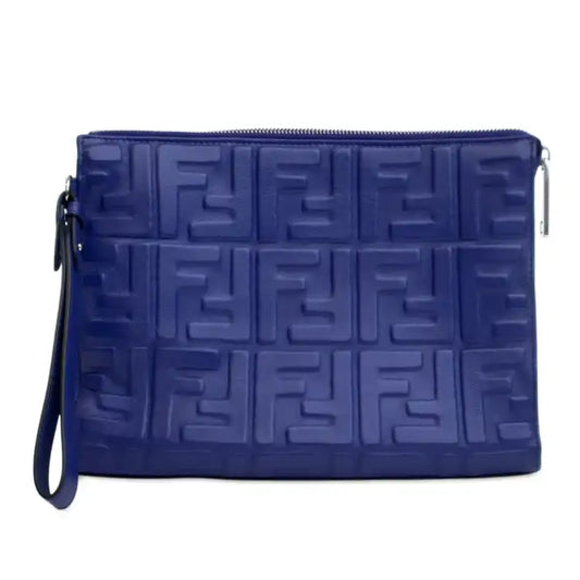 Fendi FF 1974 Embossed Leather Clutch