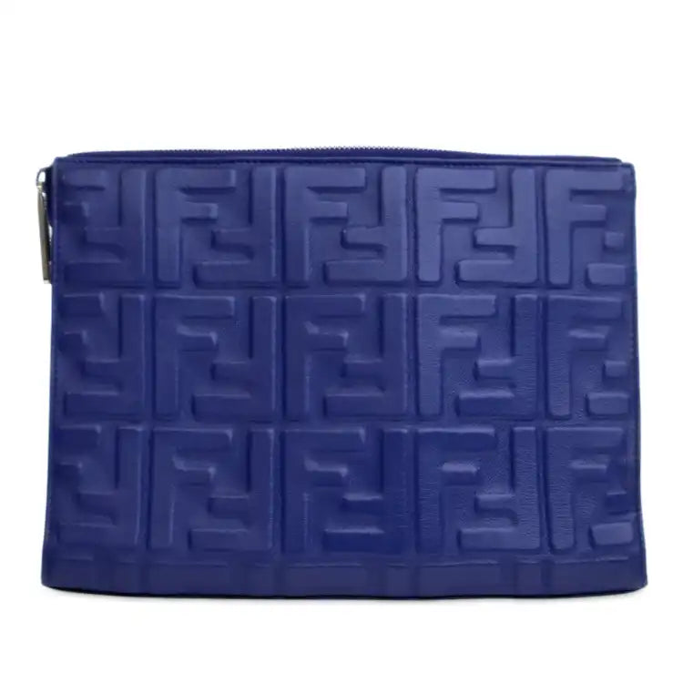 Fendi FF 1974 Embossed Leather Clutch