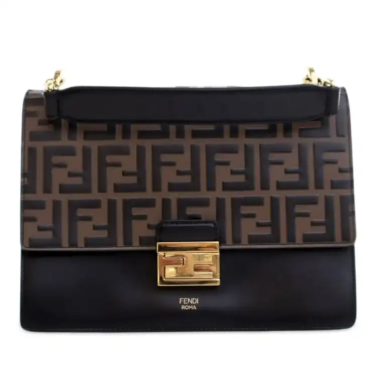Fendi Medium FF 1974 Embossed Leather Kan U Top Handle Bag