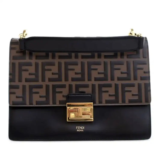 Fendi Medium FF 1974 Embossed Leather Kan U Top Handle Bag