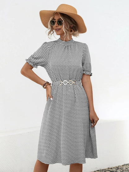 She Wears Glory “Hadassah” Mock Neck Flounce Sleeve Dress - She Wears Glory Beverly Hills