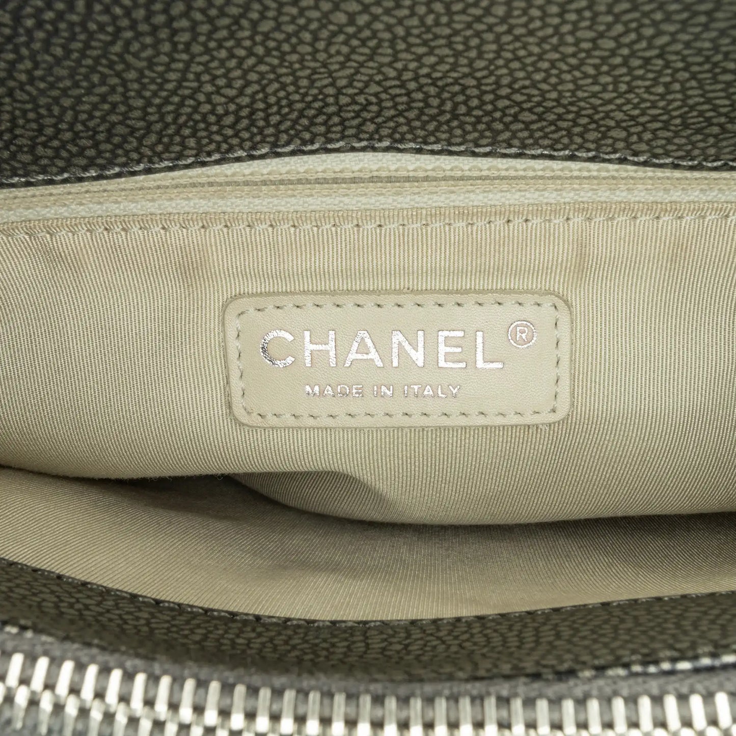 Chanel Metallic Caviar Grand Shopping Tote