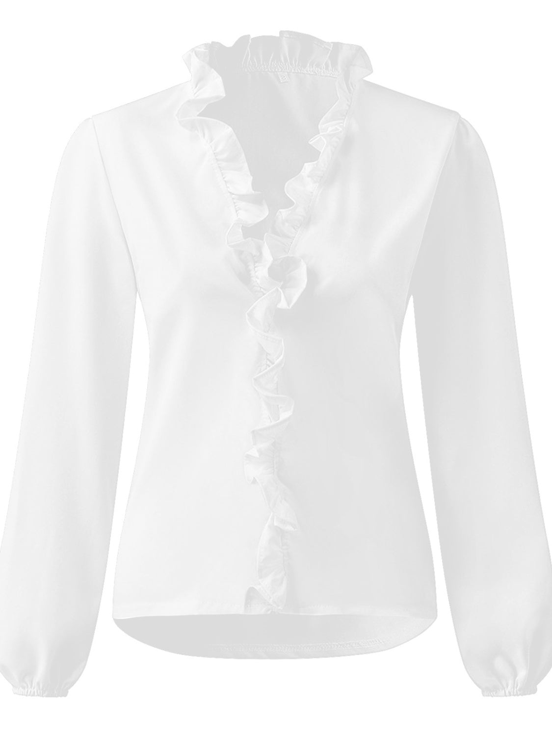 Full Size Ruffled V-Neck Long Sleeve Blouse - She Wears Glory Beverly Hills