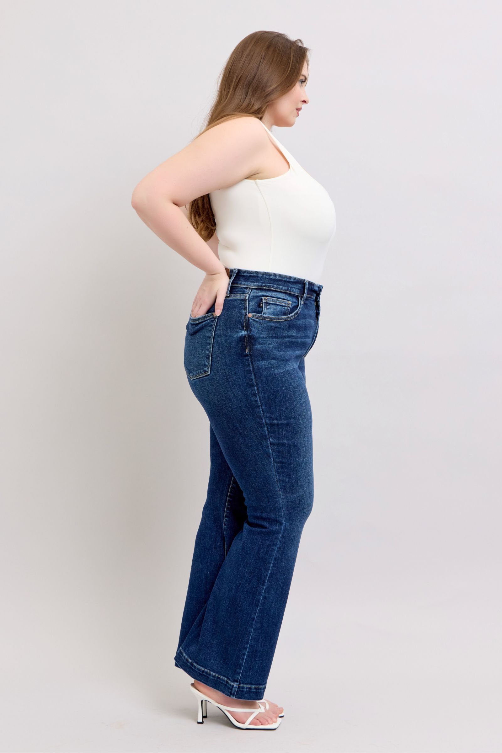 She Wears Glory™ “Covenant Confidence” High-Rise Flare Jeans with Pockets - She Wears Glory Beverly Hills