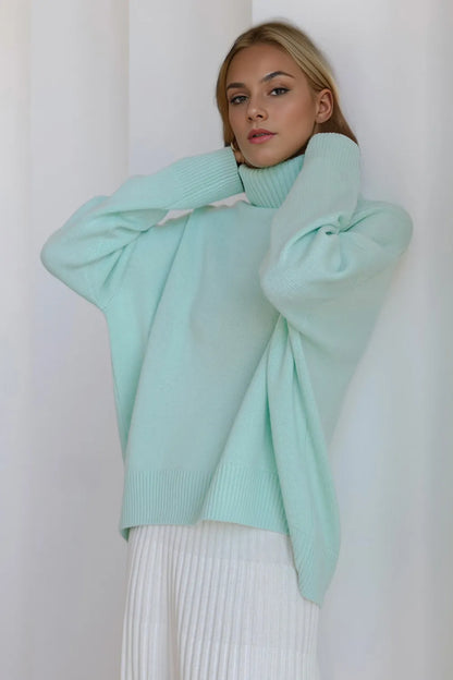 She Wears Glory™ Turtleneck Dropped Shoulder Long Sleeve Sweater - She Wears Glory Beverly Hills