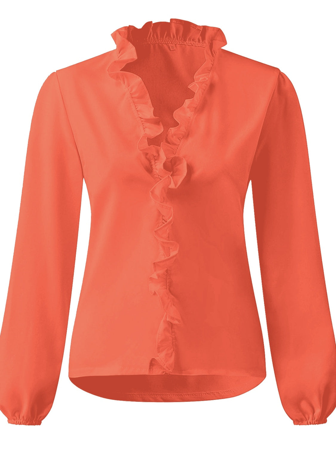 Full Size Ruffled V-Neck Long Sleeve Blouse - She Wears Glory Beverly Hills
