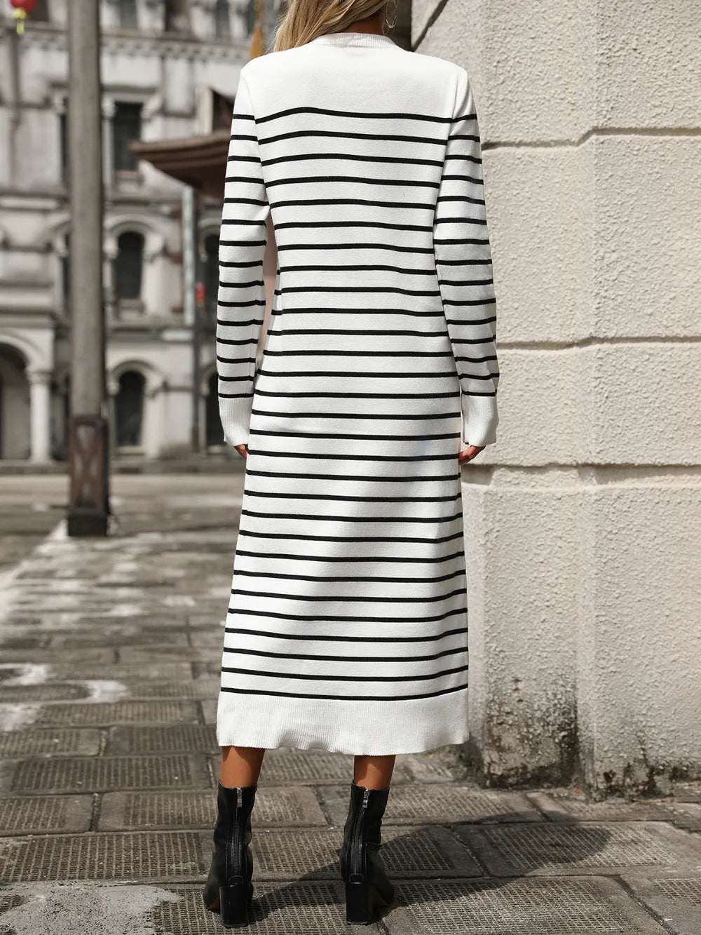 She Wears Glory™ Hannah Striped Promise Dress in Still Waters - She Wears Glory Beverly Hills