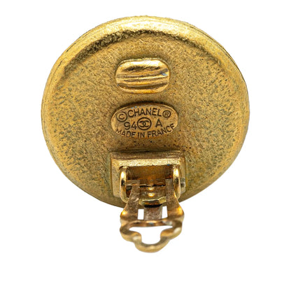 Chanel Gold Plated CC Frog Clip On Earrings