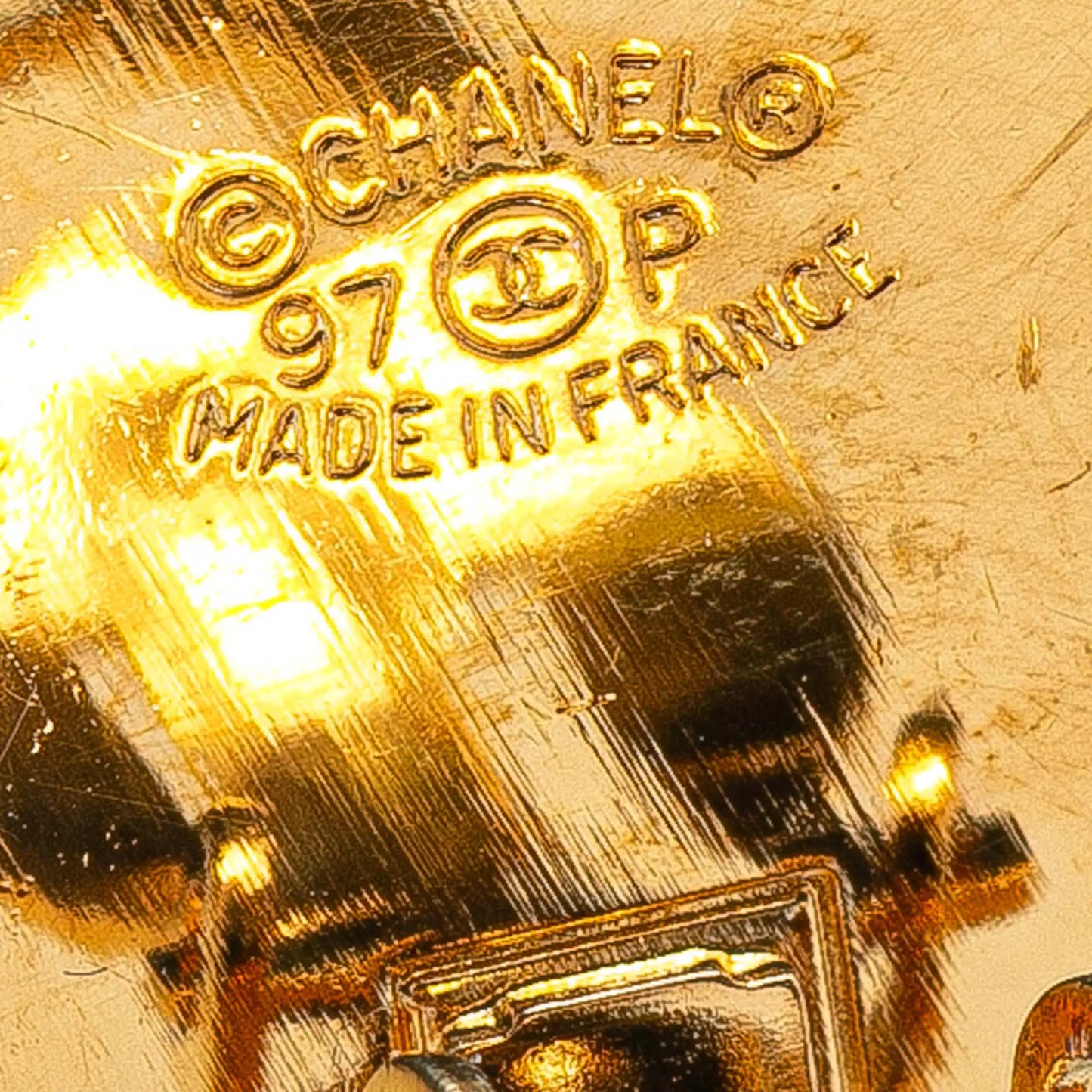 Chanel Gold Plated and Resin CC Round Clip On Earrings